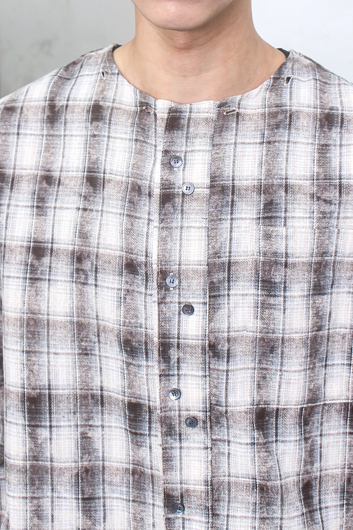 Dual-check shirt Fade Brown
