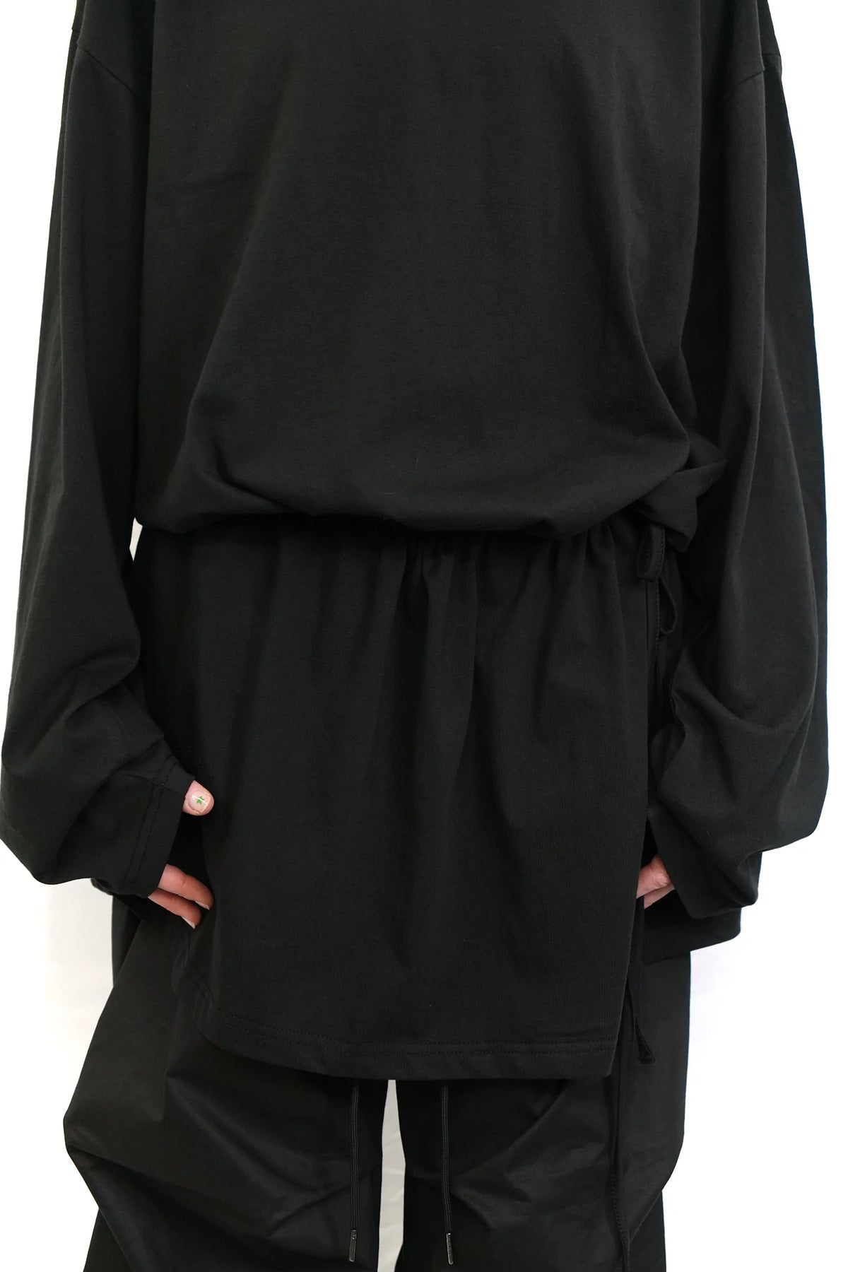 Black oversized long-sleeve top