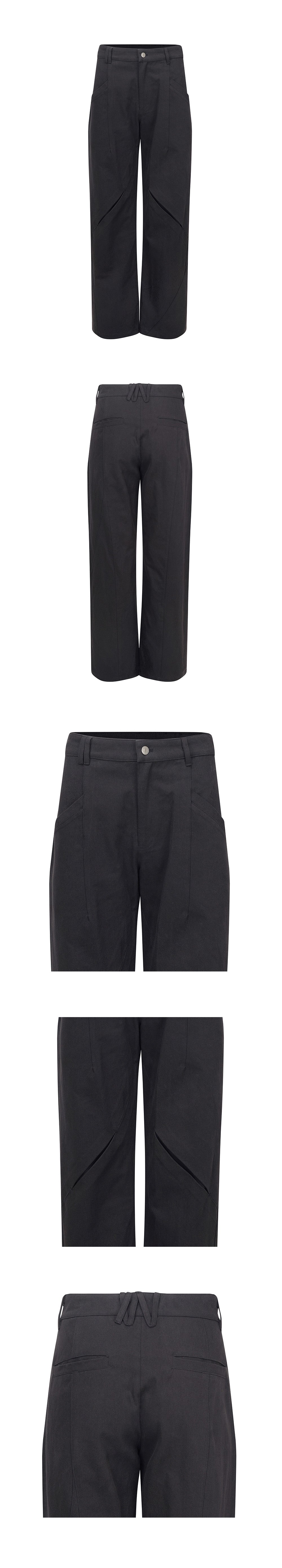 Seam line cotton pants black
