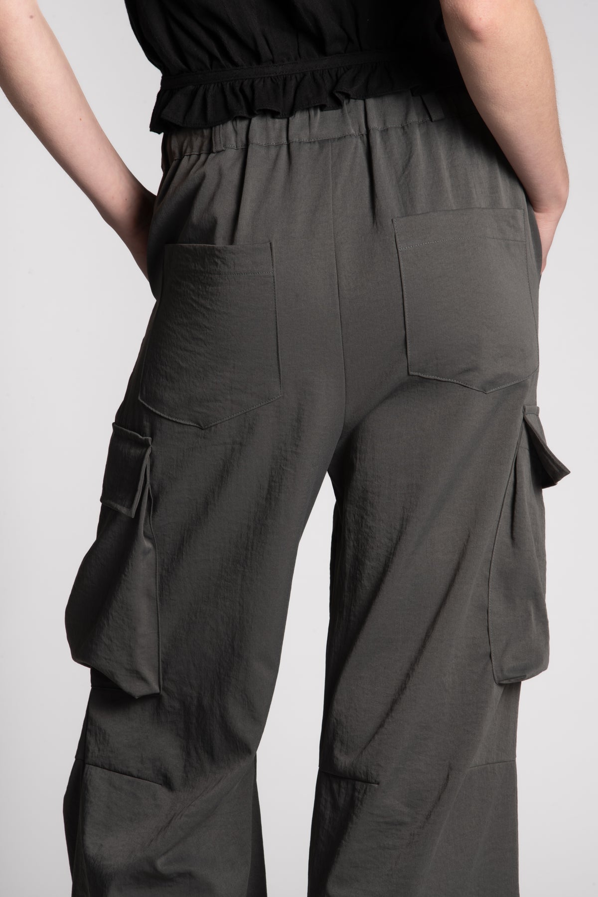 Dark grey cargo drawstring pants