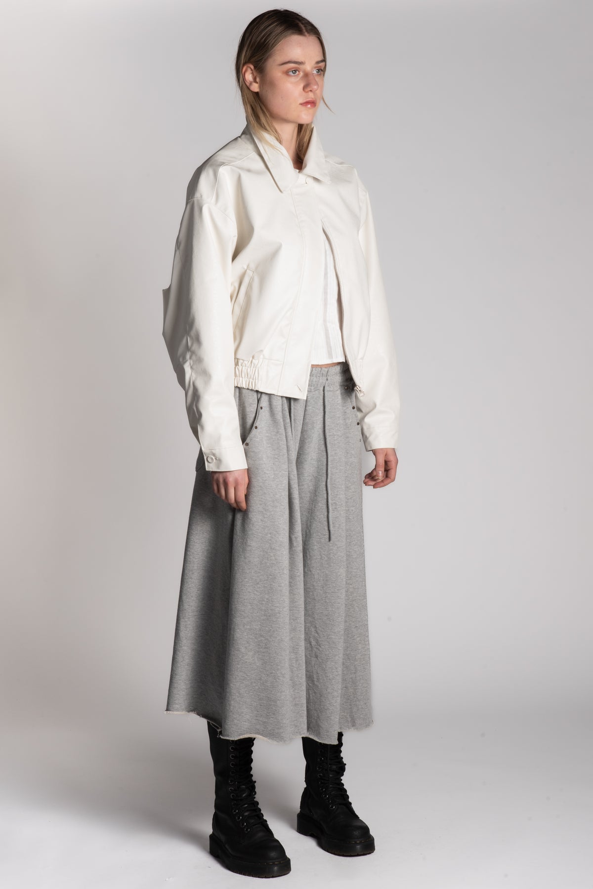 White PU bomber jacket