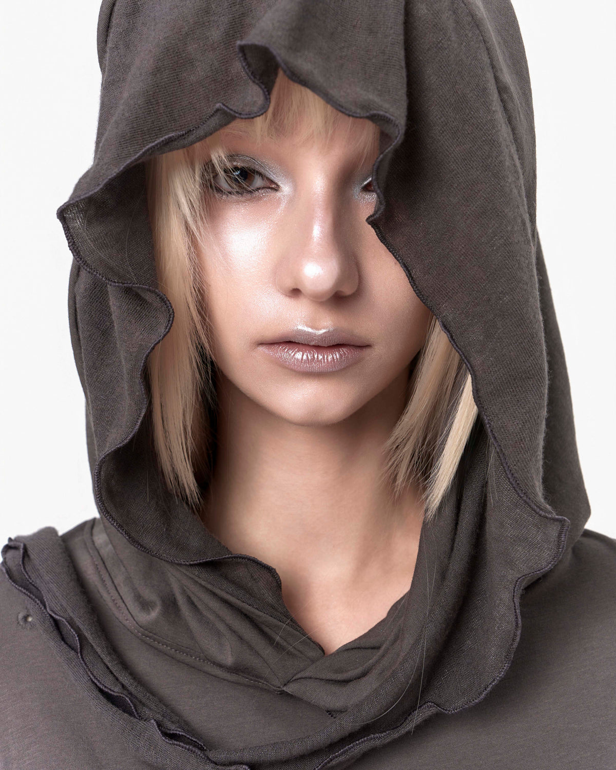Muffler hoodie long sleeve charcoal