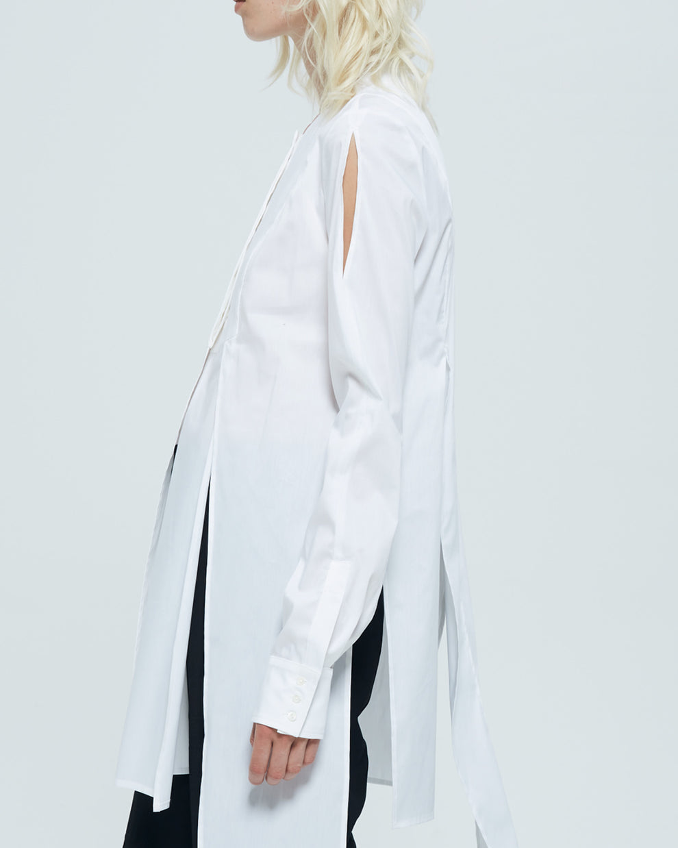 Shirt dress with slits white