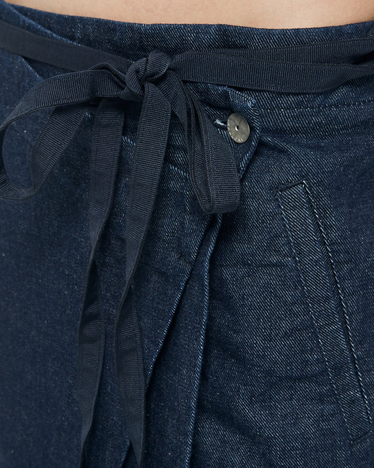 Long asymmetric denim skirt