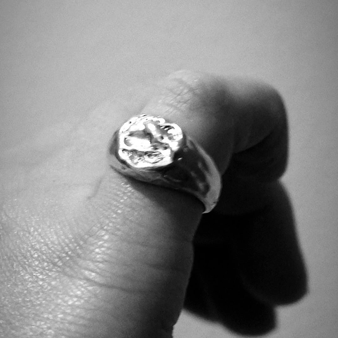 Distressed signet ring
