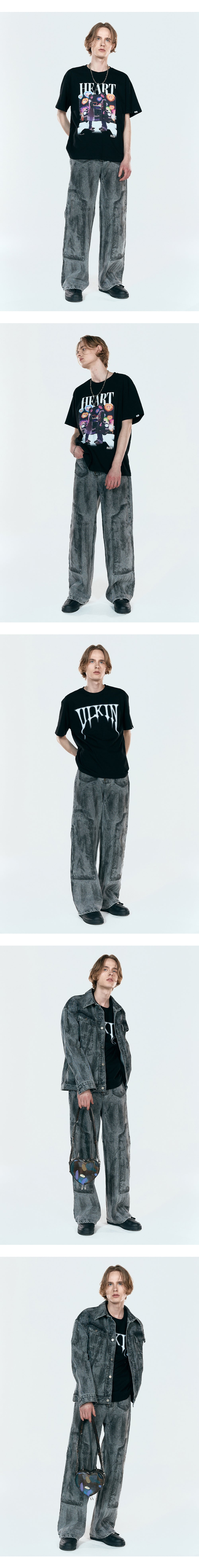 Dirty washed carpenter pants dusty black