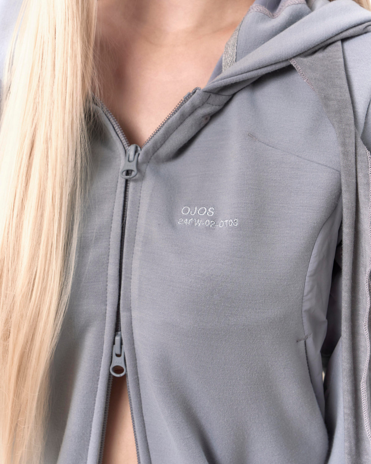Muffler boxer crop hoodie grey