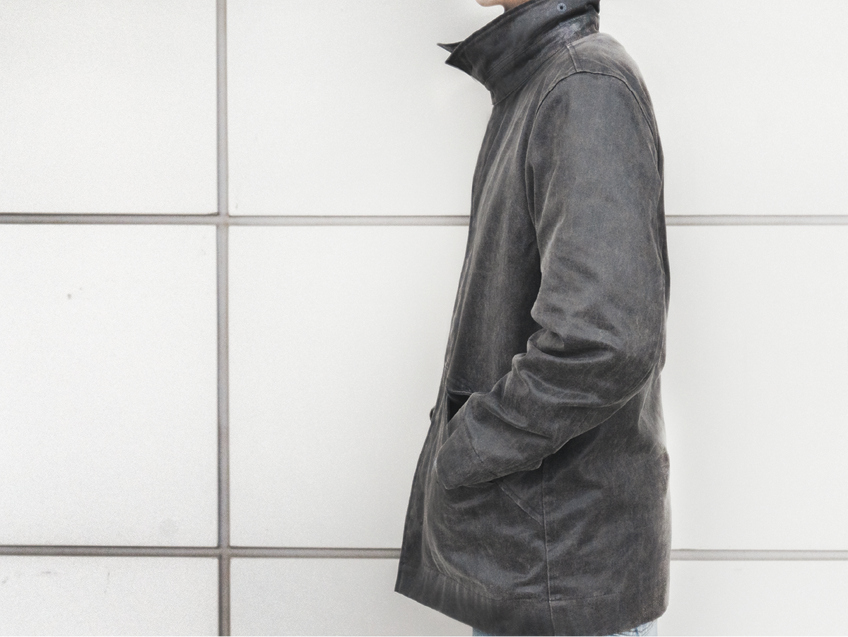 Panel collar field coat_ver imbalance (washed leather)