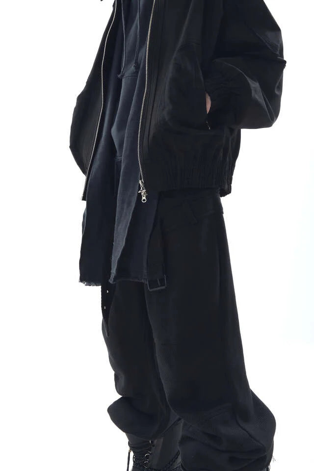 Stucked belt with low density  cotton and raw-edged pants