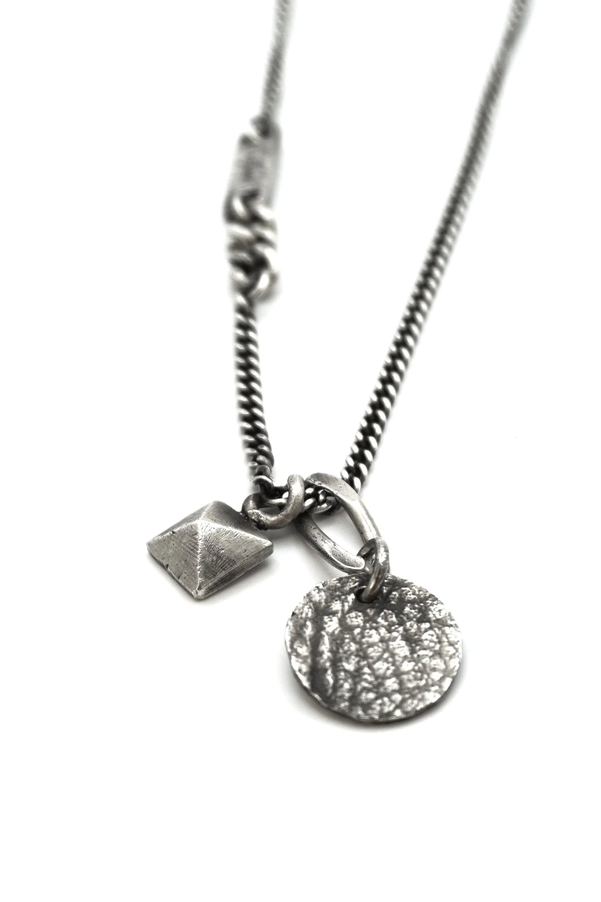 Leather tag & stud necklace
