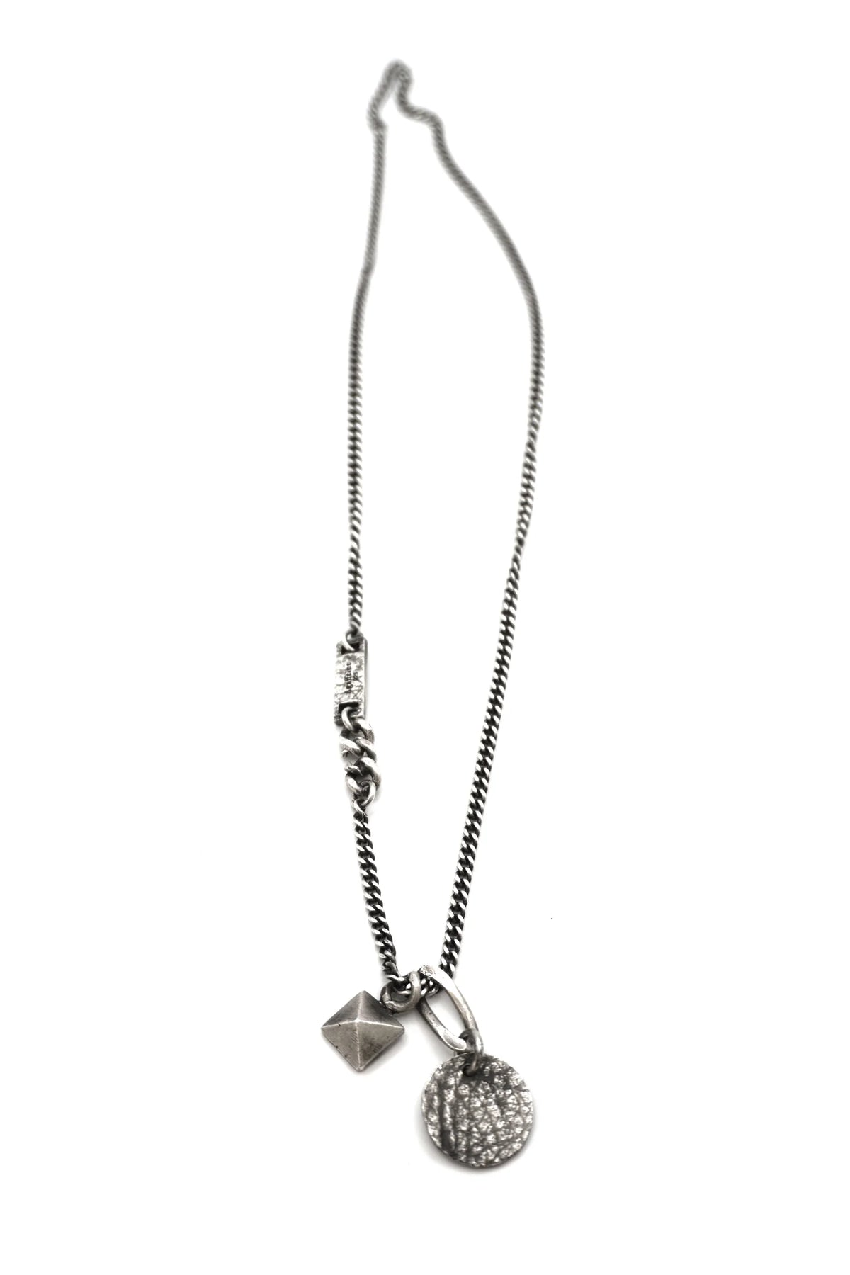 Leather tag & stud necklace