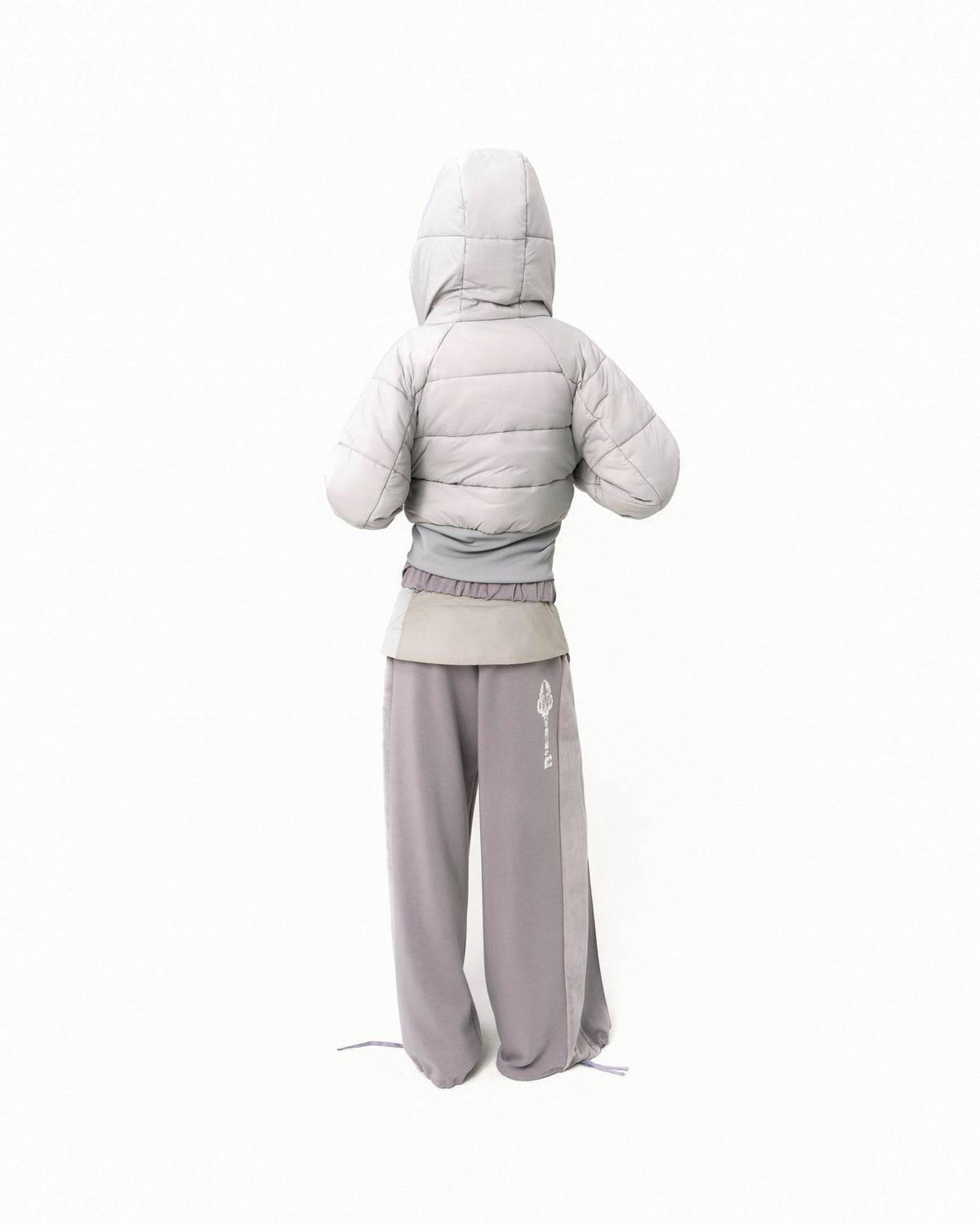 Belt wide sweat pants grey