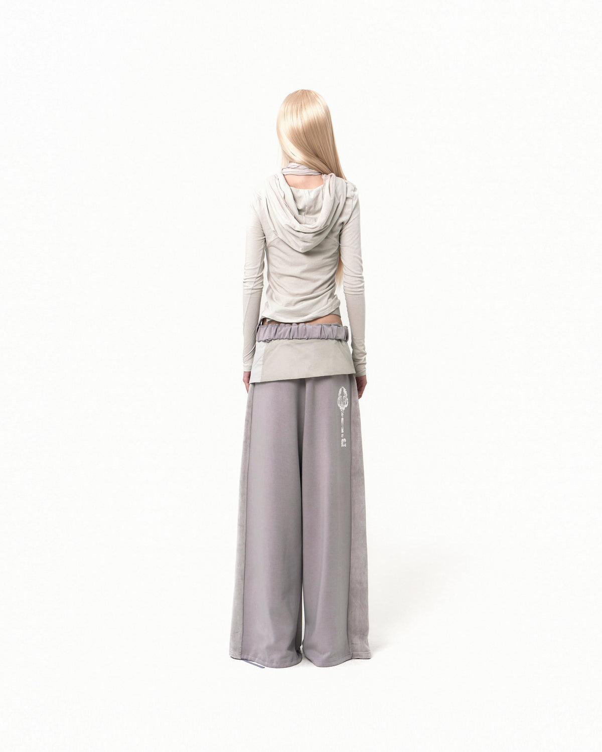 Belt wide sweat pants grey