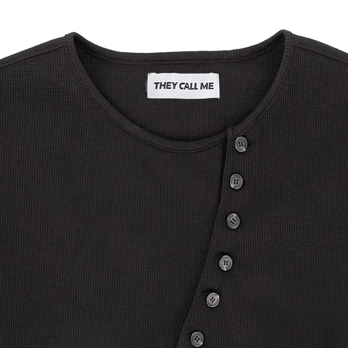 Crossline henley neck long sleeve black