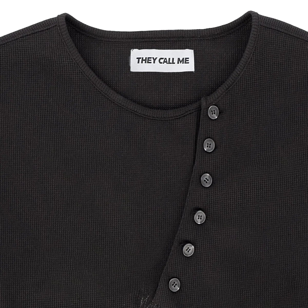 Crossline henley neck long sleeve black