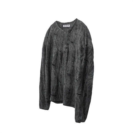 (T) Crossline henley neck long sleeve black
