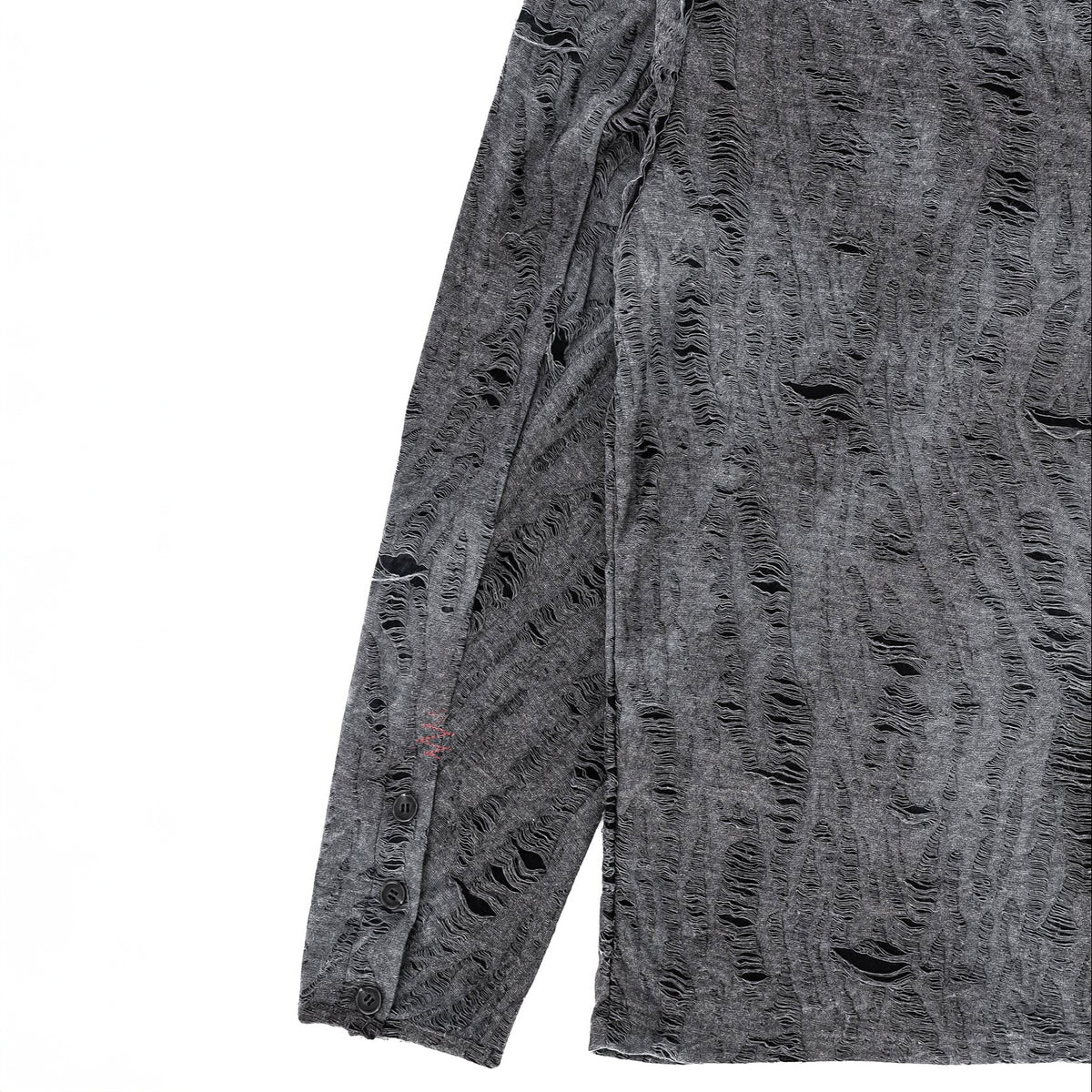 (T) Crossline henley neck long sleeve black