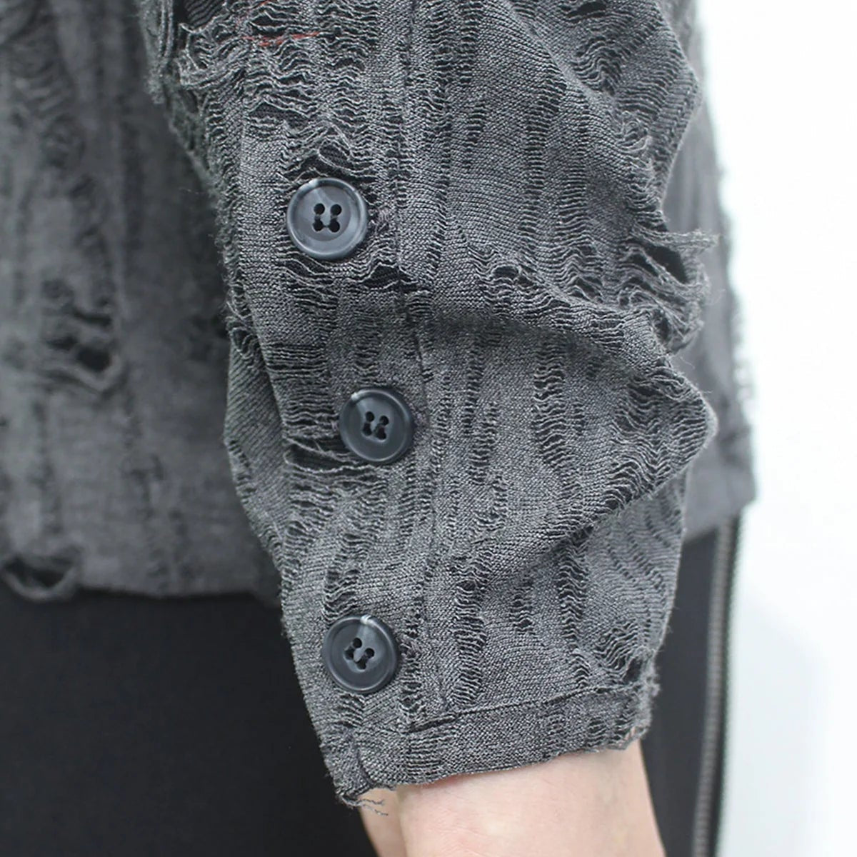 (T) Crossline henley neck long sleeve black