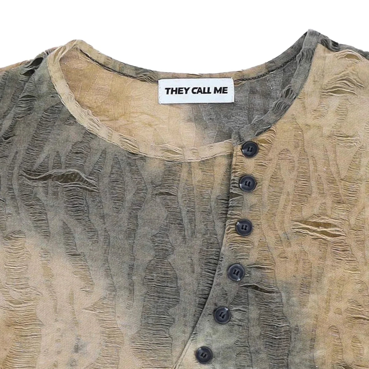 (T) Crossline henley neck long sleeve khaki