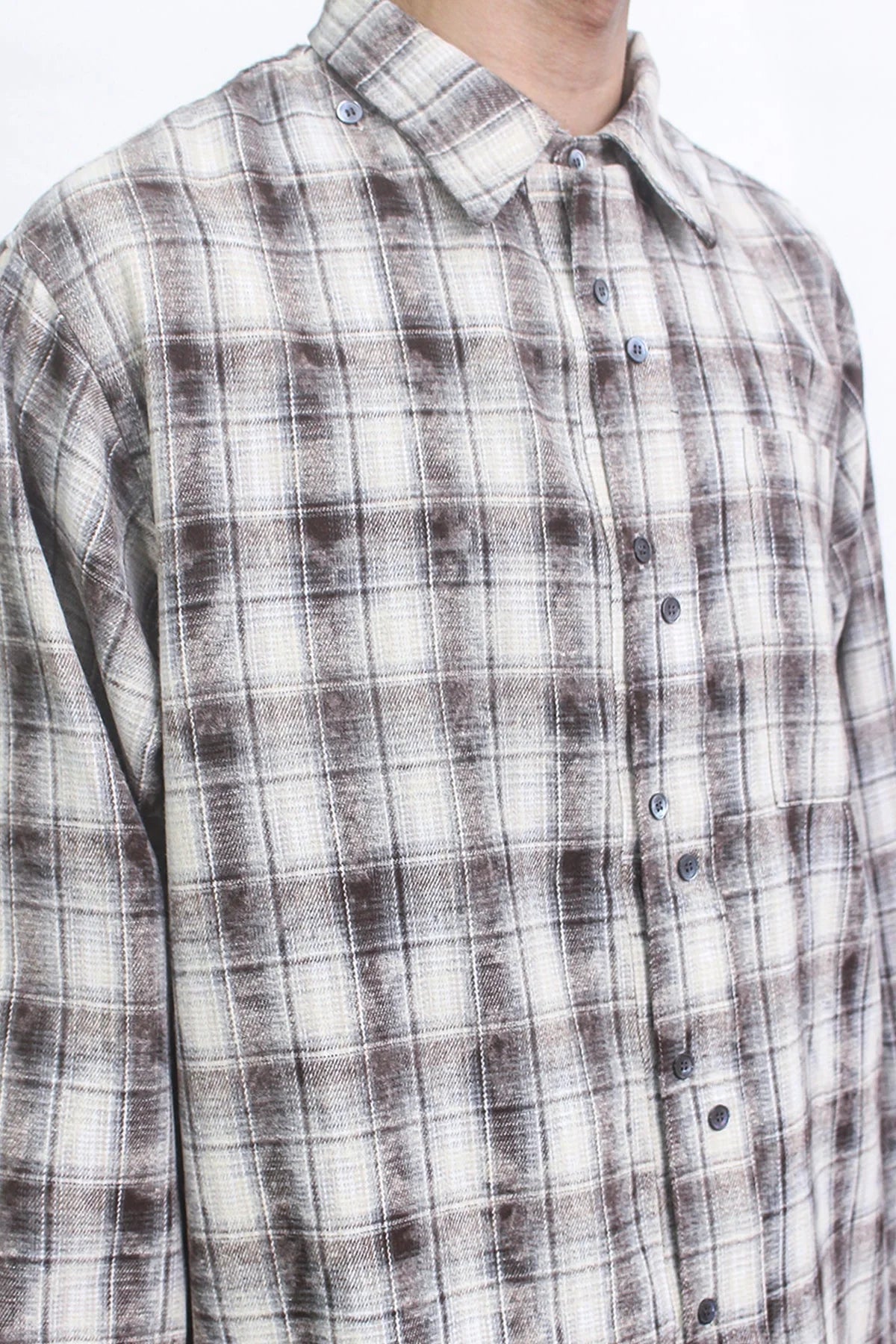 Dual-check shirt Fade Brown