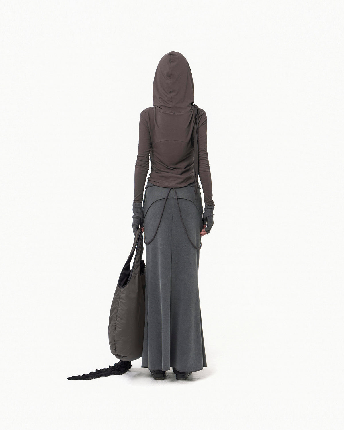 Muffler hoodie long sleeve charcoal