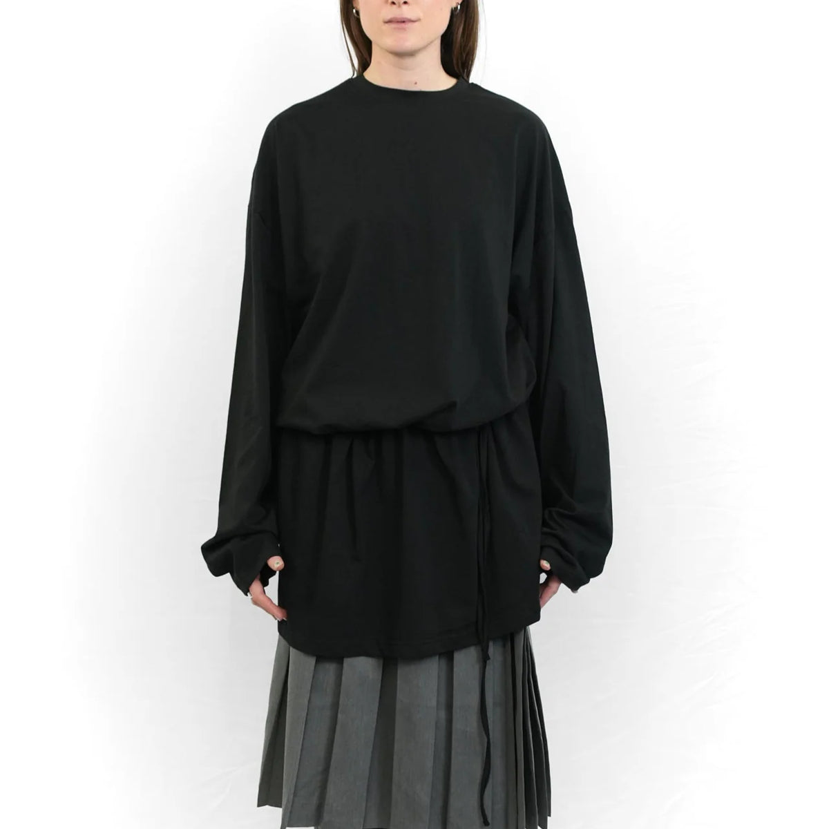 Black oversized long-sleeve top