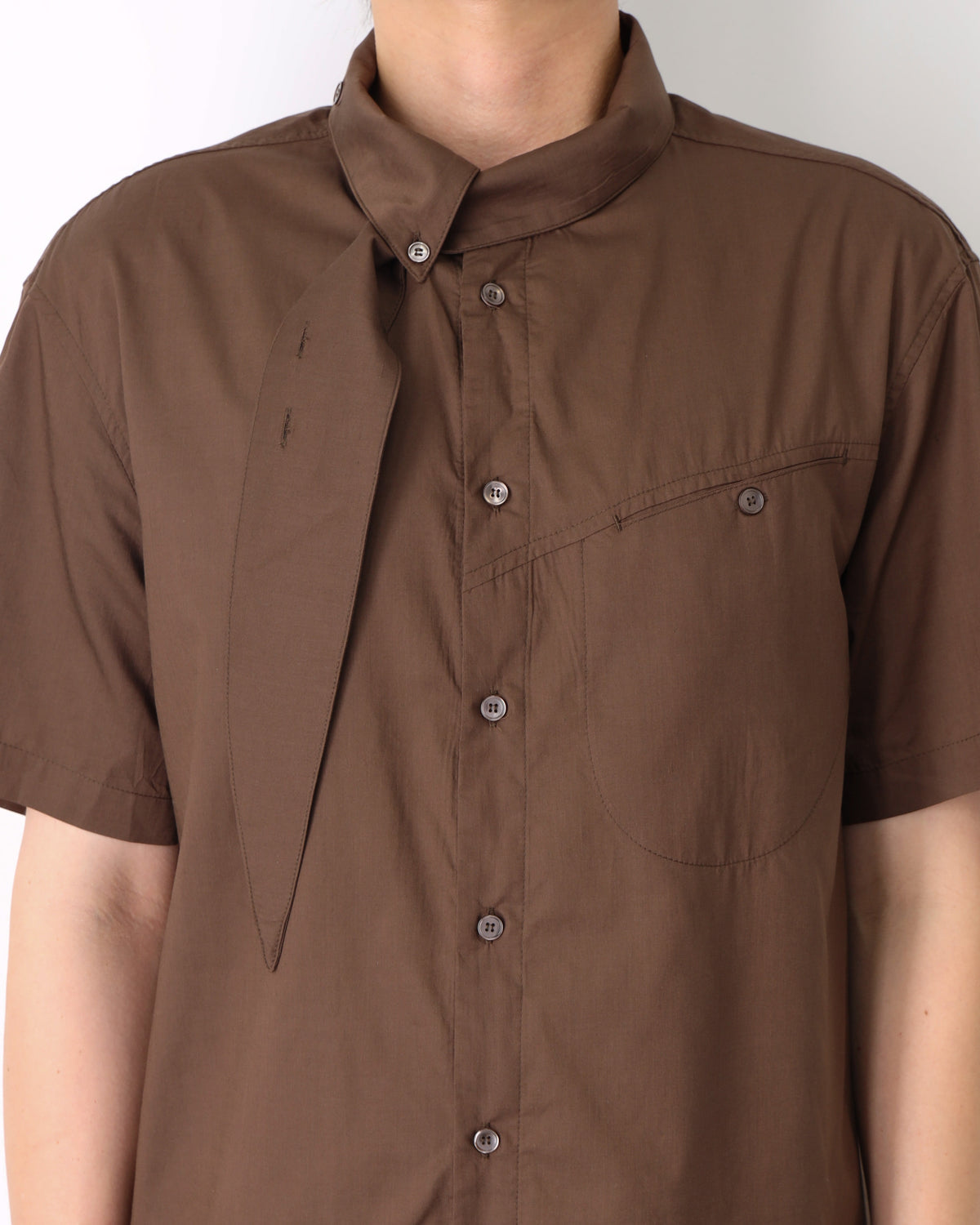 Tail collar shirt_ver balance(brown)