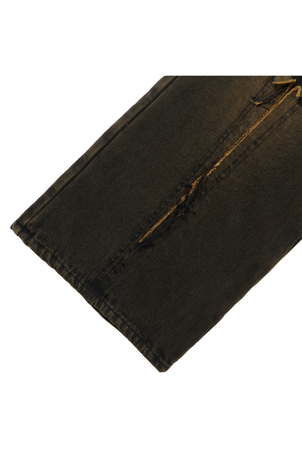 Cross raw edge denim pants black