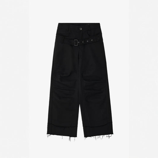 Stucked belt with low density  cotton and raw-edged pants