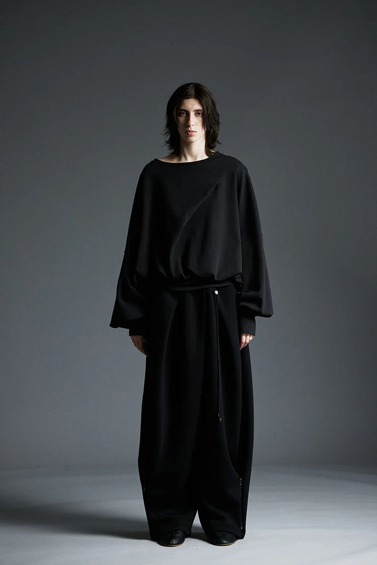 Neoprene wide sweat pants black