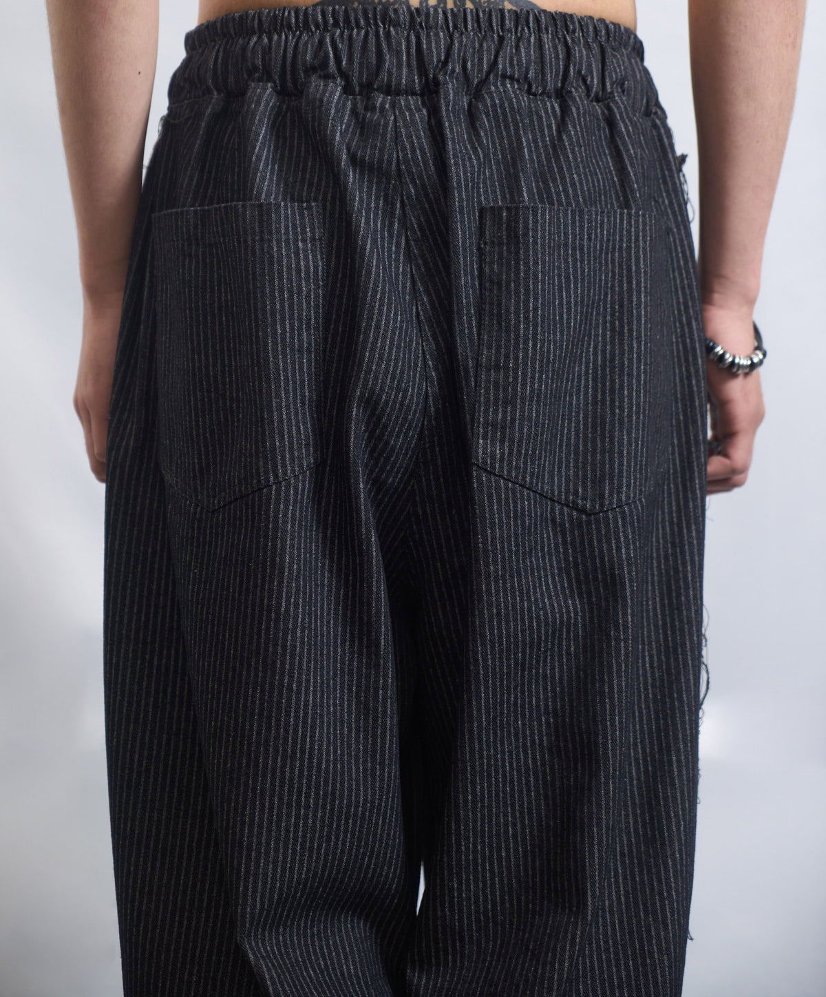Raw Edge Stripe Denim Pants