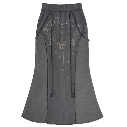 Graphic mermaid maxi skirt charcoal