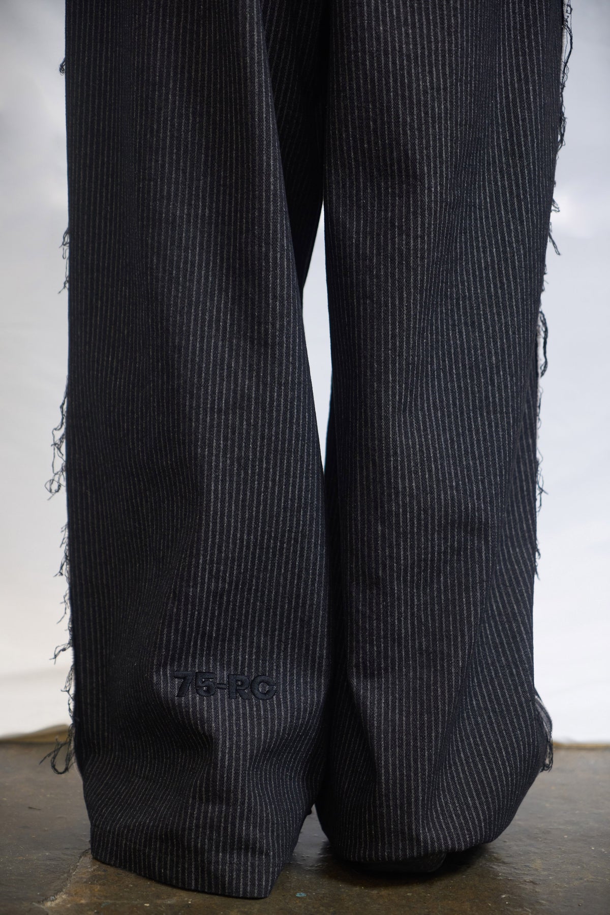 Raw Edge Stripe Denim Pants