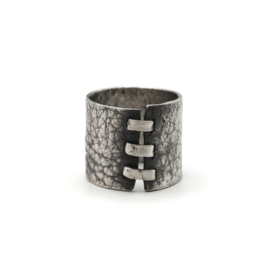 Leather three stitch ring