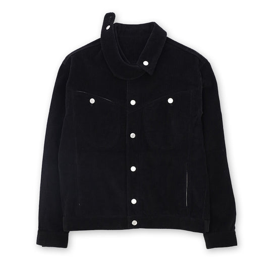 Corduroy panel collar jacket_ver imabalance black