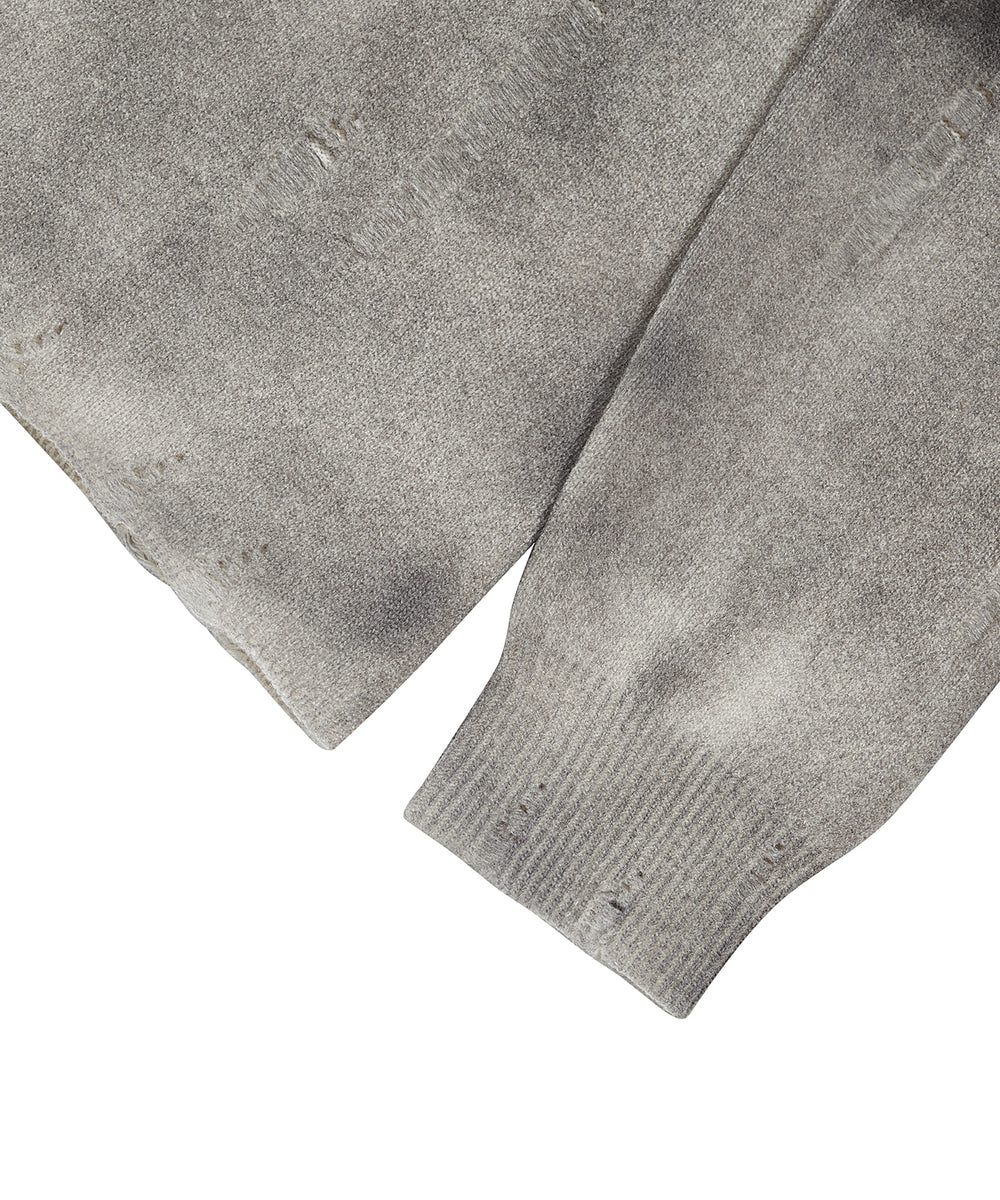 Spray damaged polo knit grey
