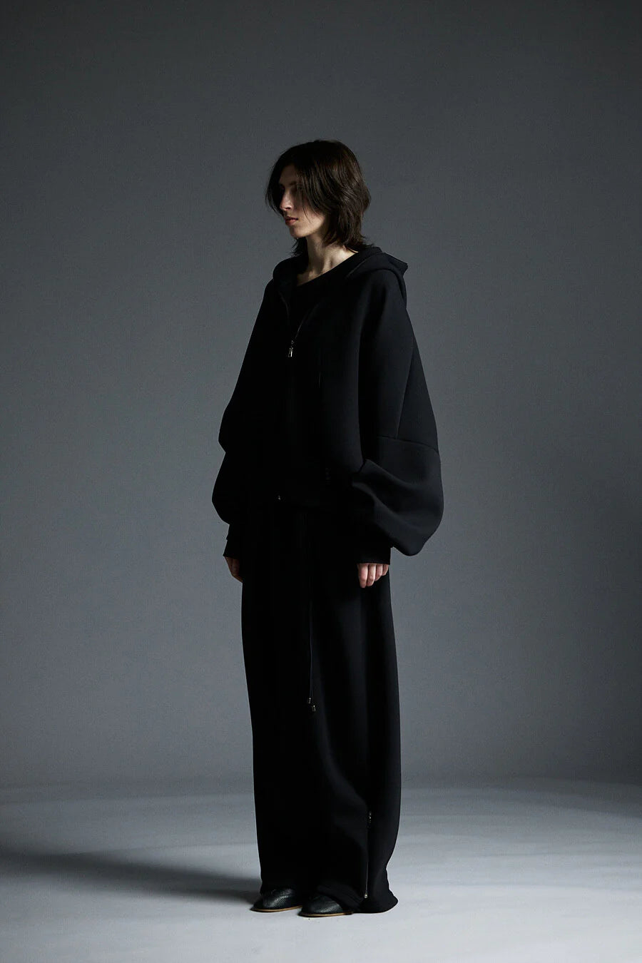 Neoprene Zip-Up hoodie cardigan black