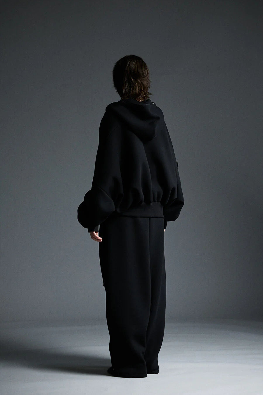 Neoprene Zip-Up hoodie cardigan black