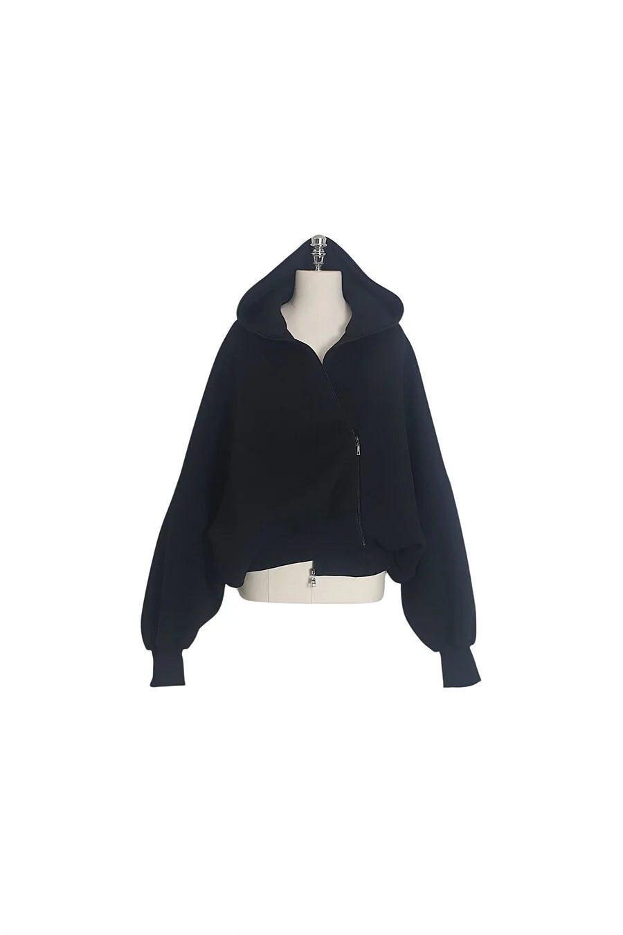 Neoprene Zip-Up hoodie cardigan black