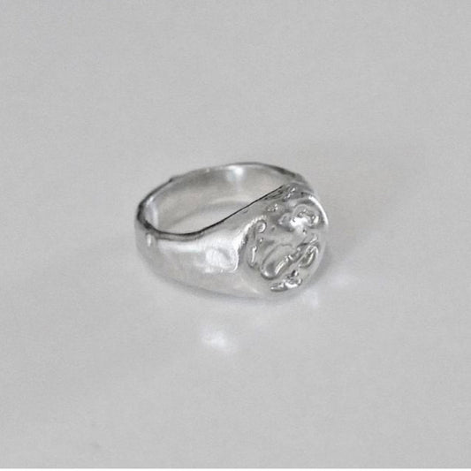 Distressed signet ring