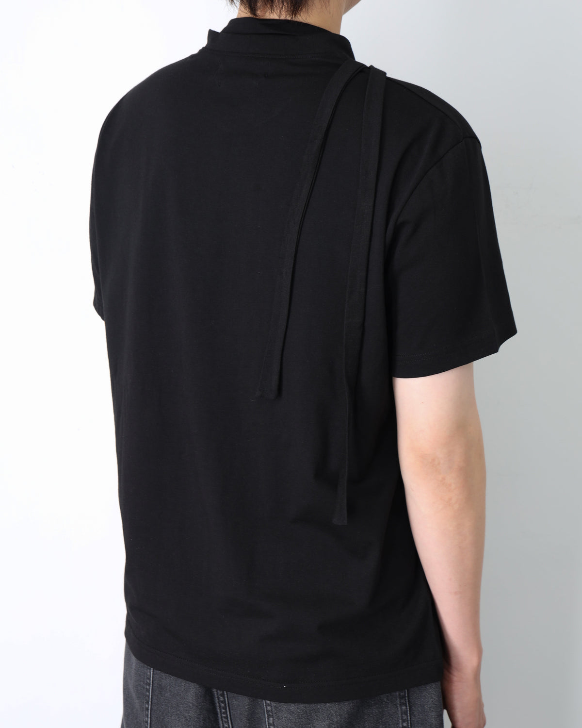 Double collar t-shirt_ver imbalance(black)