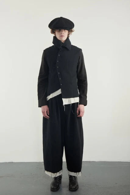 Frayed high-neck vest