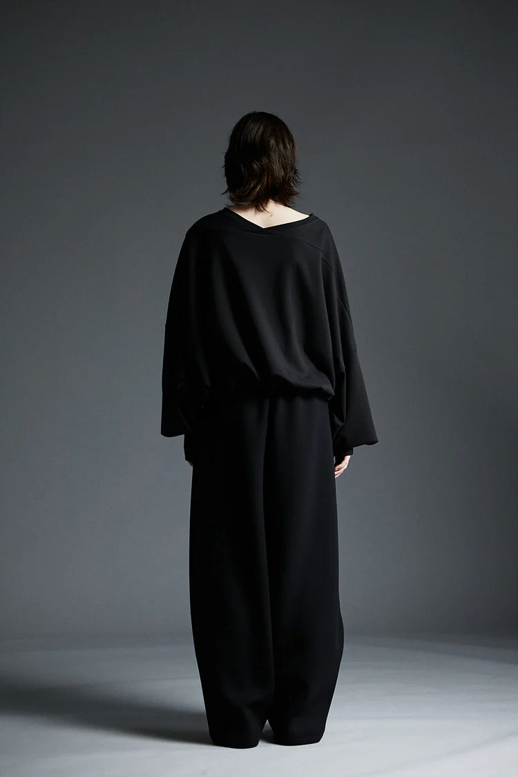 Neoprene wide sweat pants black