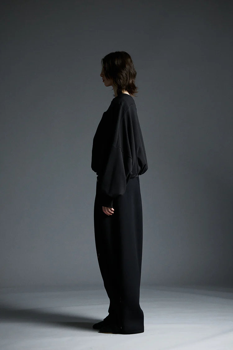 Neoprene wide sweat pants black