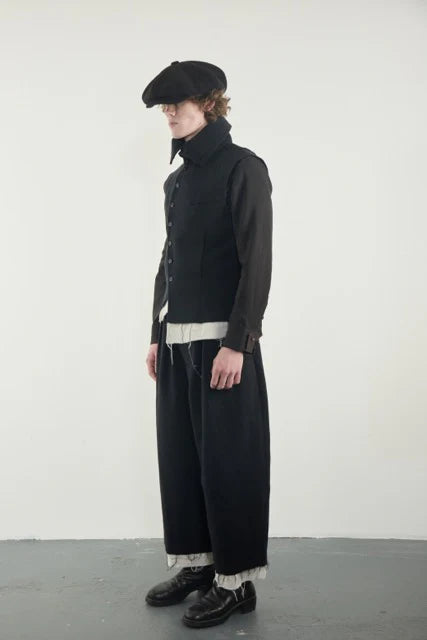 Frayed high-neck vest