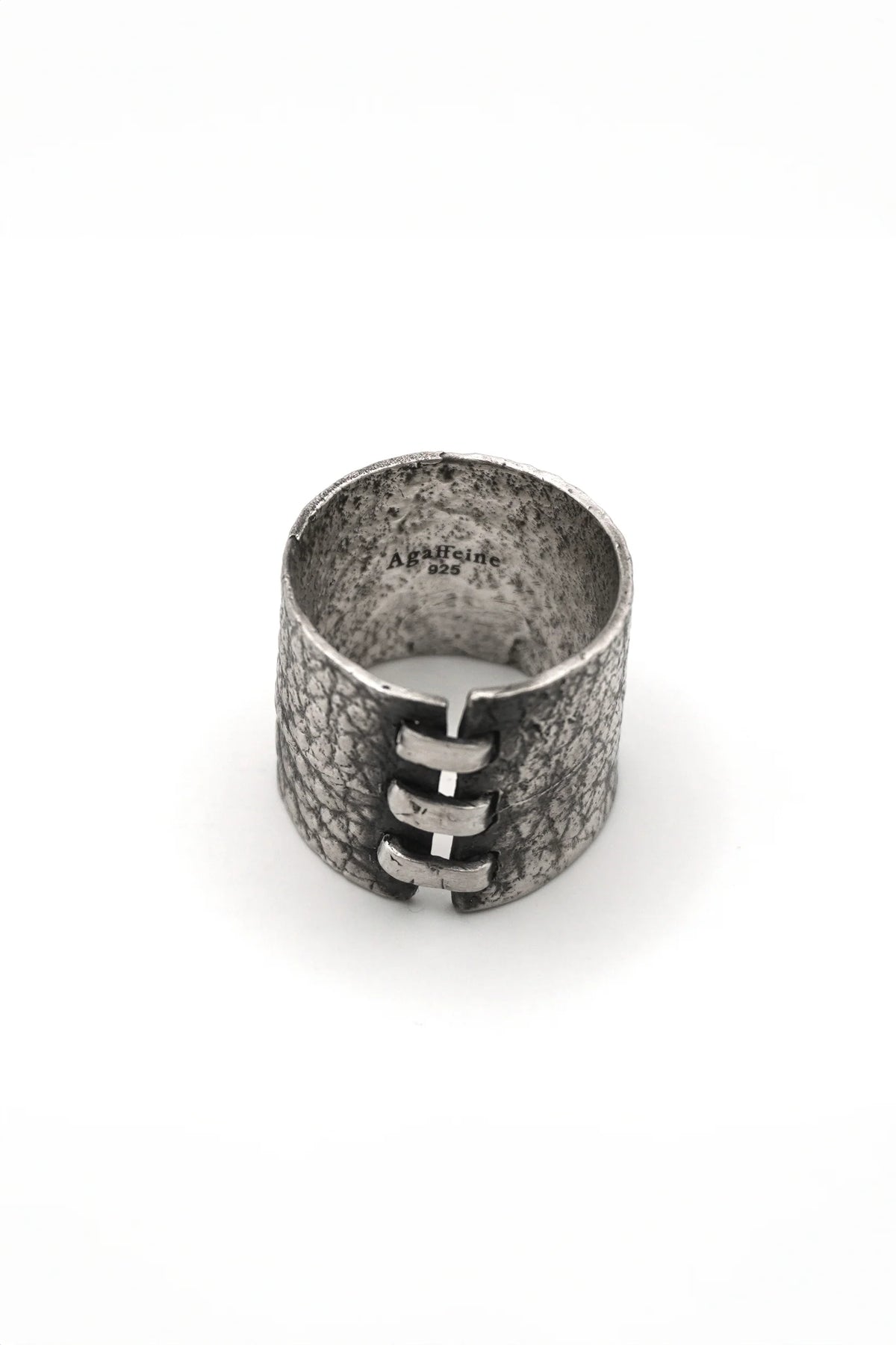 Leather three stitch ring