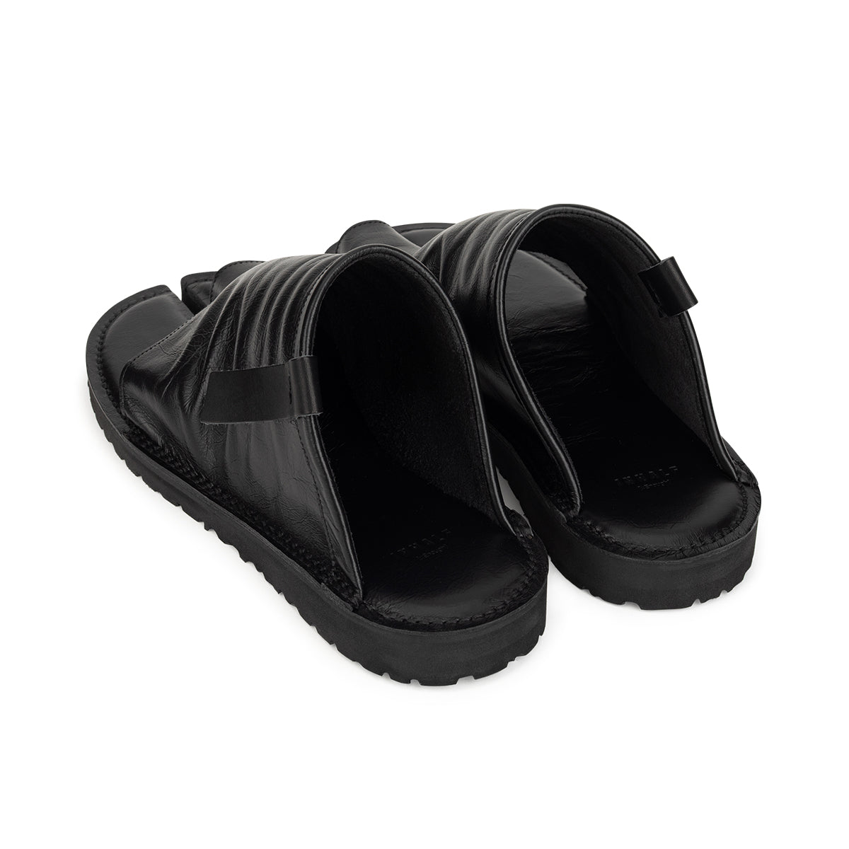 Kunoichi black calf skin sandals