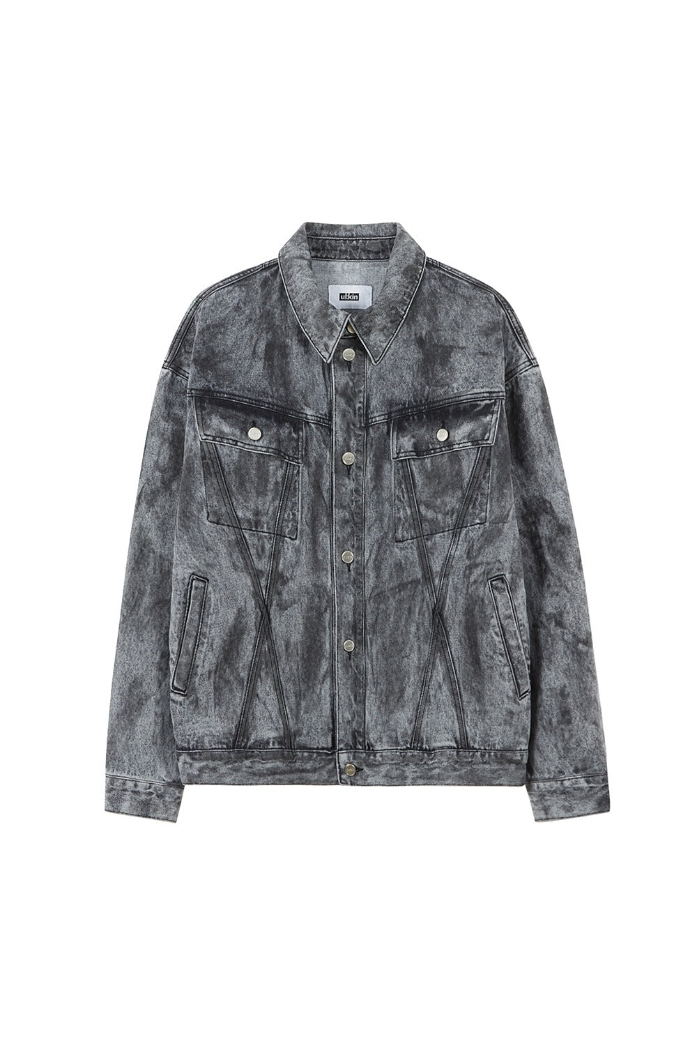 Dirty washed cotton jacket dusty black