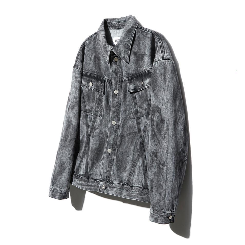 Dirty washed cotton jacket dusty black