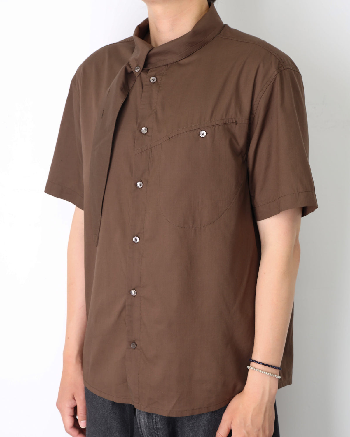 Tail collar shirt_ver balance(brown)